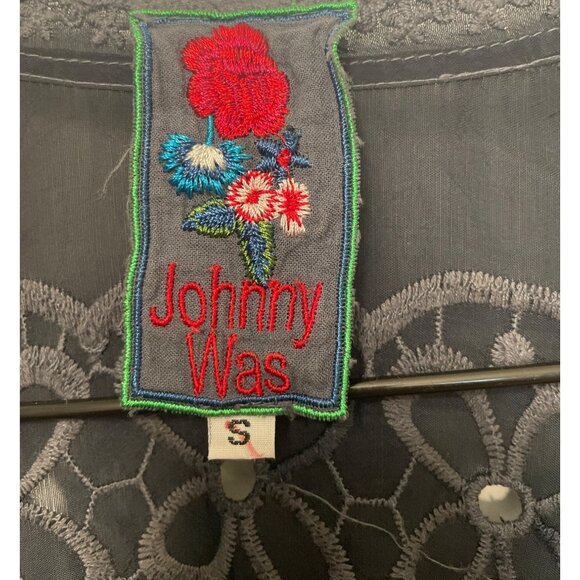 Johnny Was Black Embroidered Eyelet Tunic Dress S Boho Hippie Festival - Picture 3 of 6
